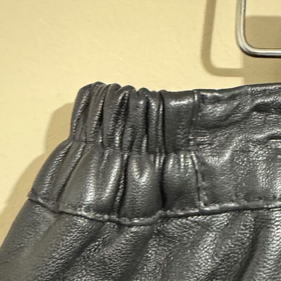 Genuine Leather Midi Pencil Skirt Black Size 16 Classic Minimalist Streetwear - Picture 5 of 9